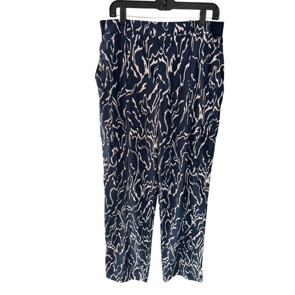 Athleta Printed Vienna Navy Blue Orchid Cargo Pant 14T Tall Pull-On Straight - Picture 2 of 9